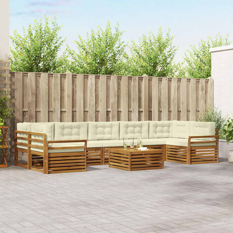 Set de canapele de exterior 8 buc. Natural și Crem