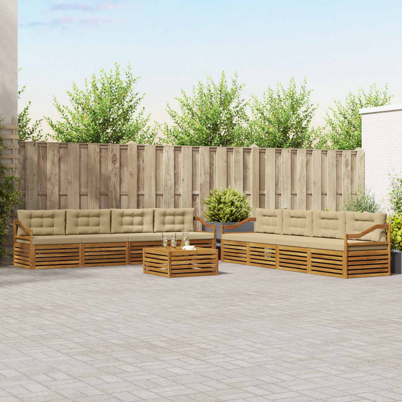 Set de canapele de exterior 9 buc. Natural și Bej