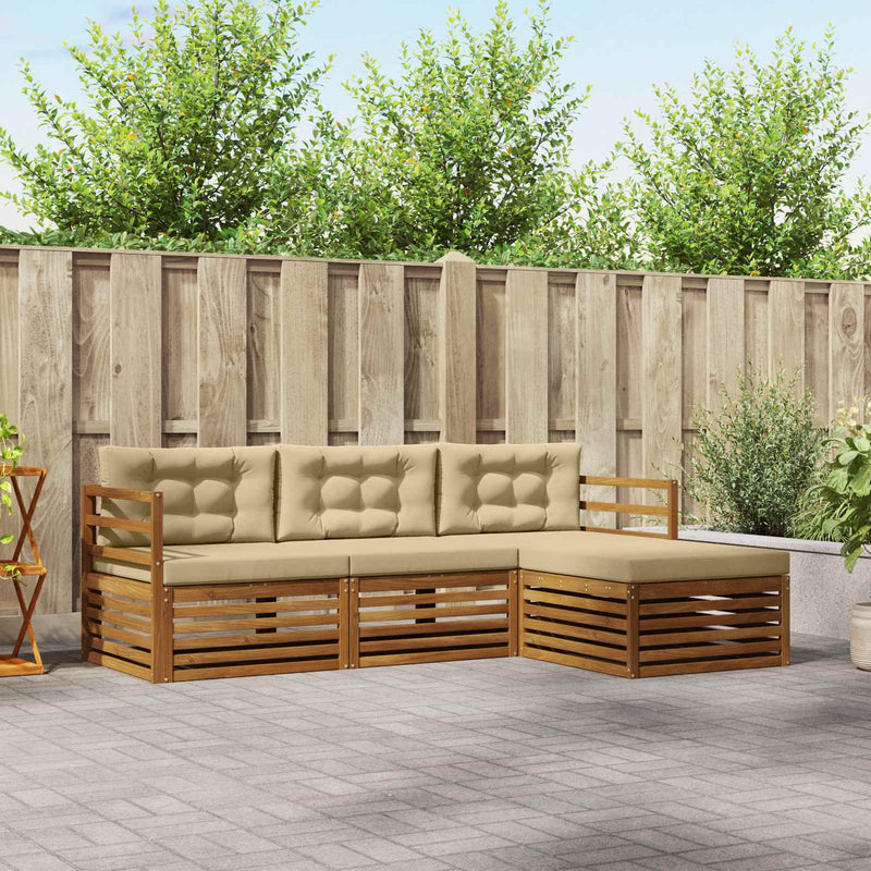 Set de canapele de exterior 4 buc. Natural și Bej