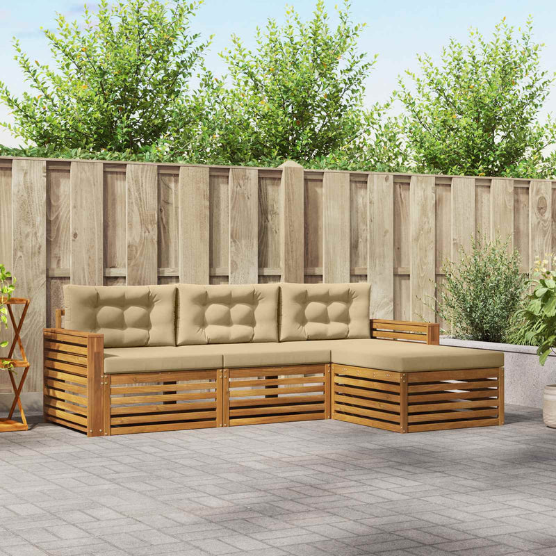 Set de canapele de exterior 4 buc. Natural și Bej