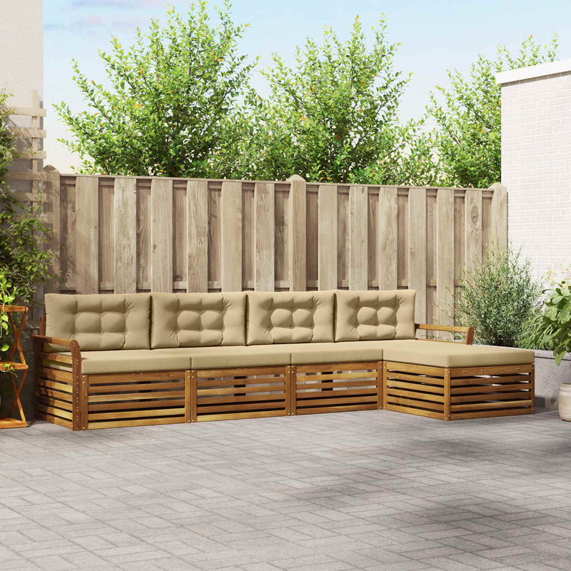 Set de canapele de exterior 5 buc. Natural și Bej