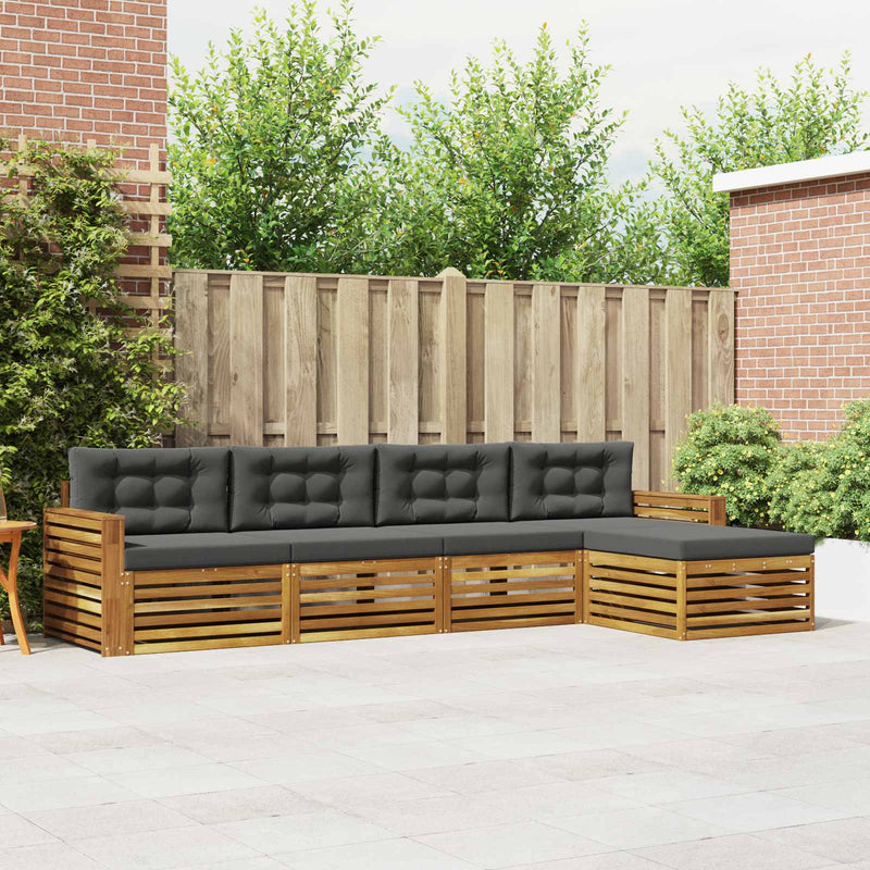 Set de canapele de exterior 5 buc. Natural și Antracit
