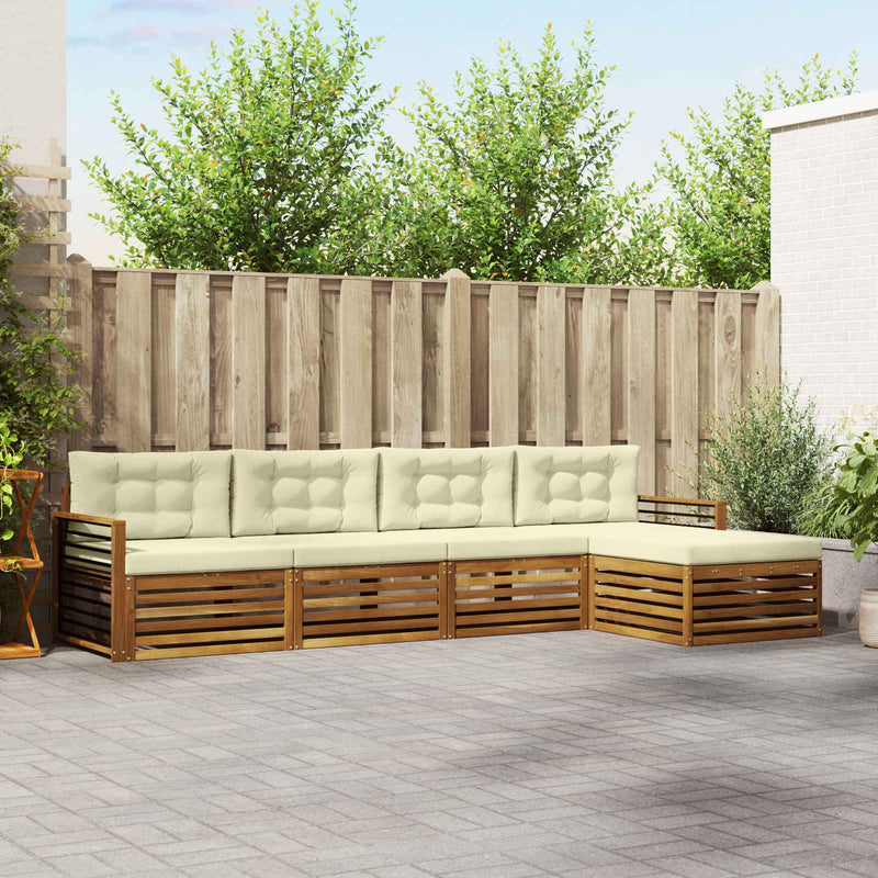 Set de canapele de exterior 5 buc. Natural și Crem
