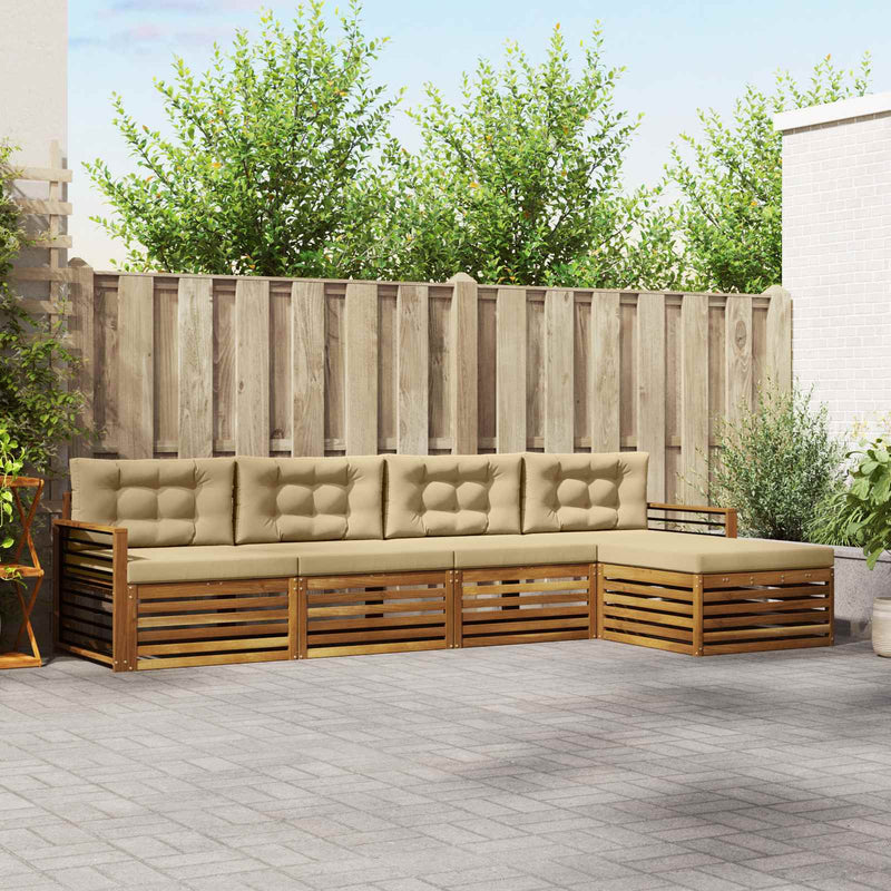 Set de canapele de exterior 5 buc. Natural și Bej