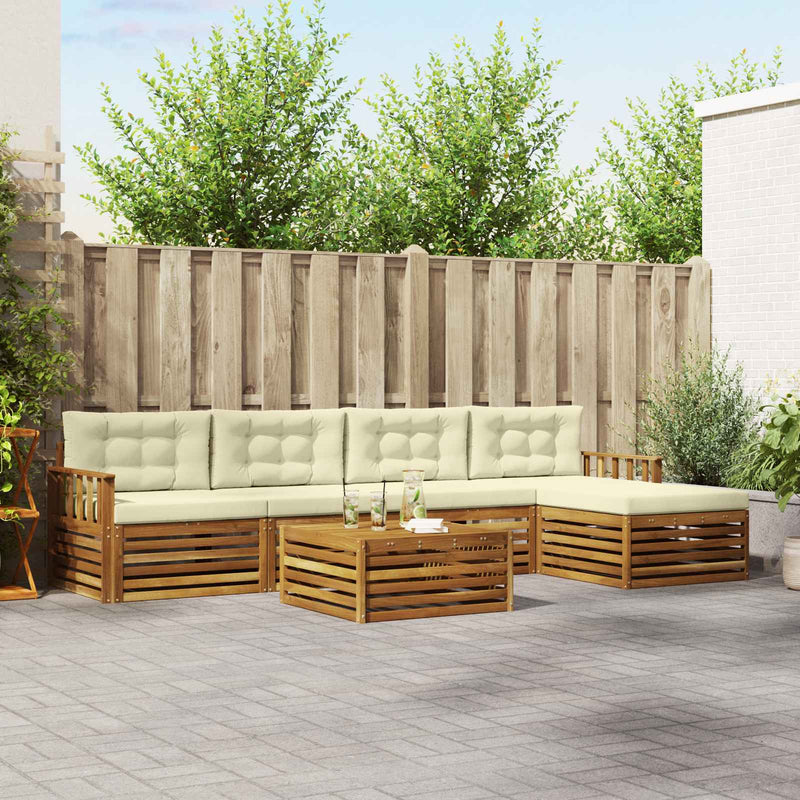 Set de canapele de exterior 6 buc. Natural și Crem