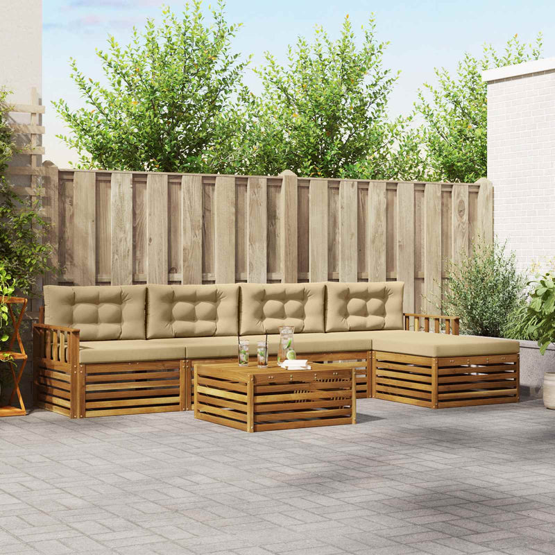 Set de canapele de exterior 6 buc. Natural și Bej