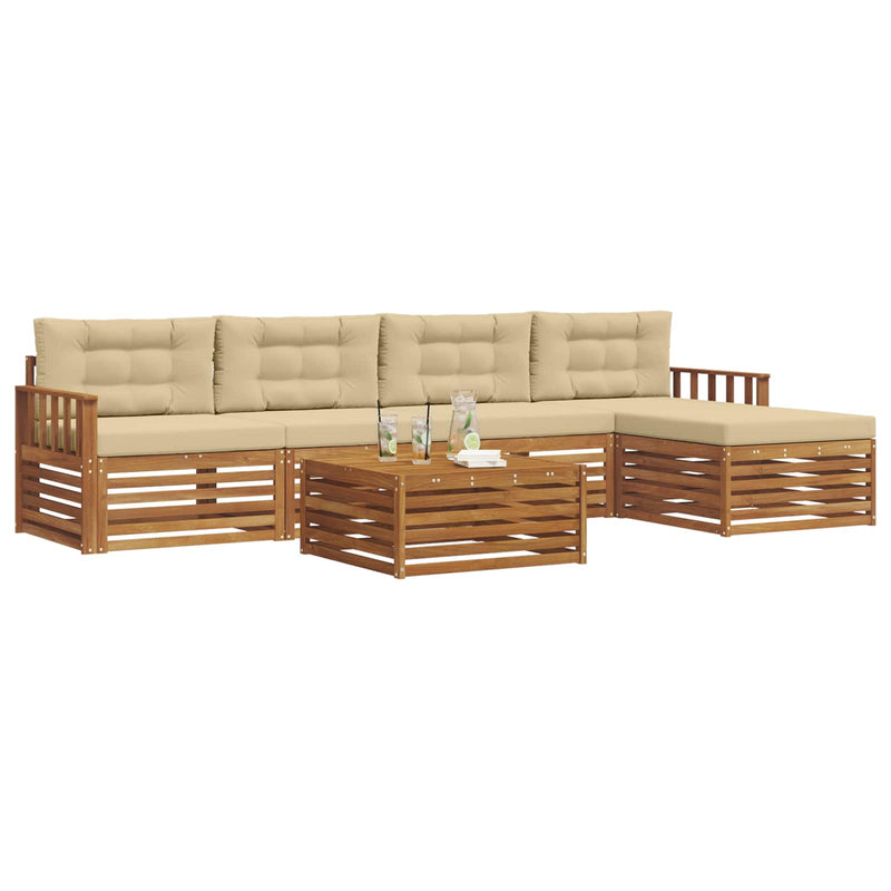 Set de canapele de exterior 6 buc. Natural și Bej
