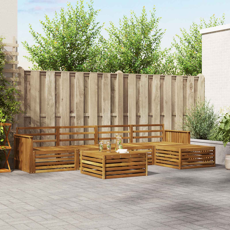Set de canapele de exterior 6 buc. natural Lemn Solid de Acacia