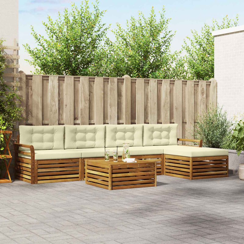 Set de canapele de exterior 6 buc. Natural și Crem