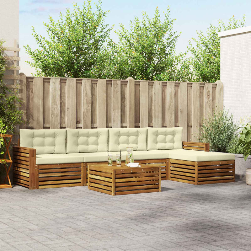 Set de canapele de exterior 6 buc. Natural și Crem