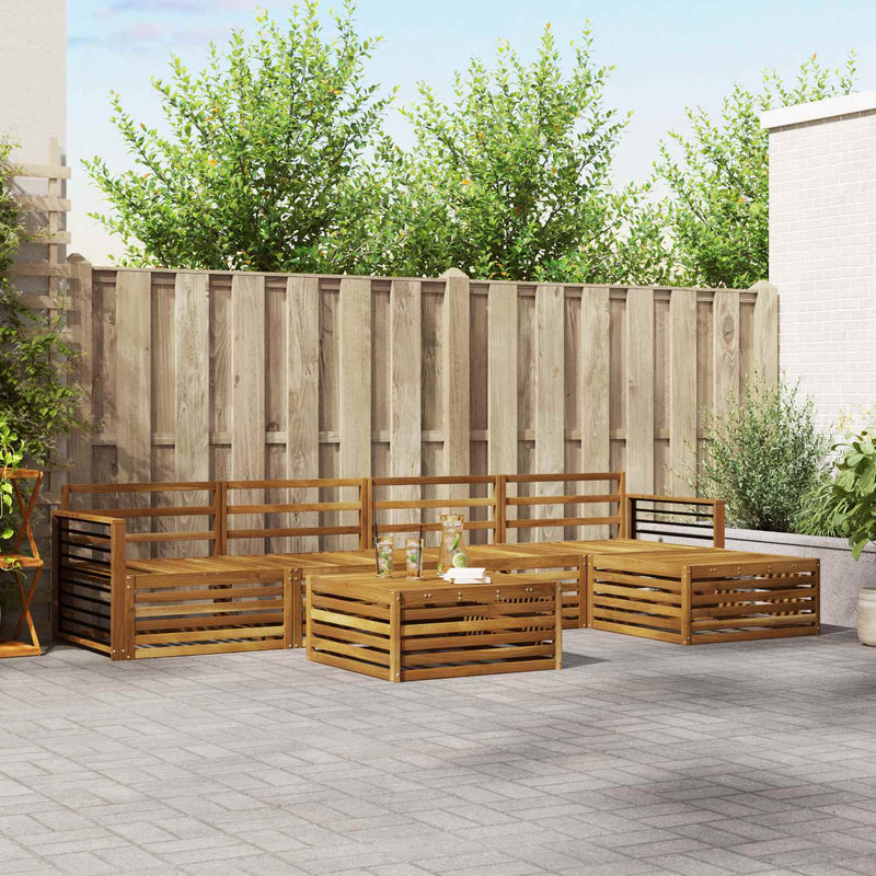 Set de canapele de exterior 6 buc. natural Lemn Solid de Acacia