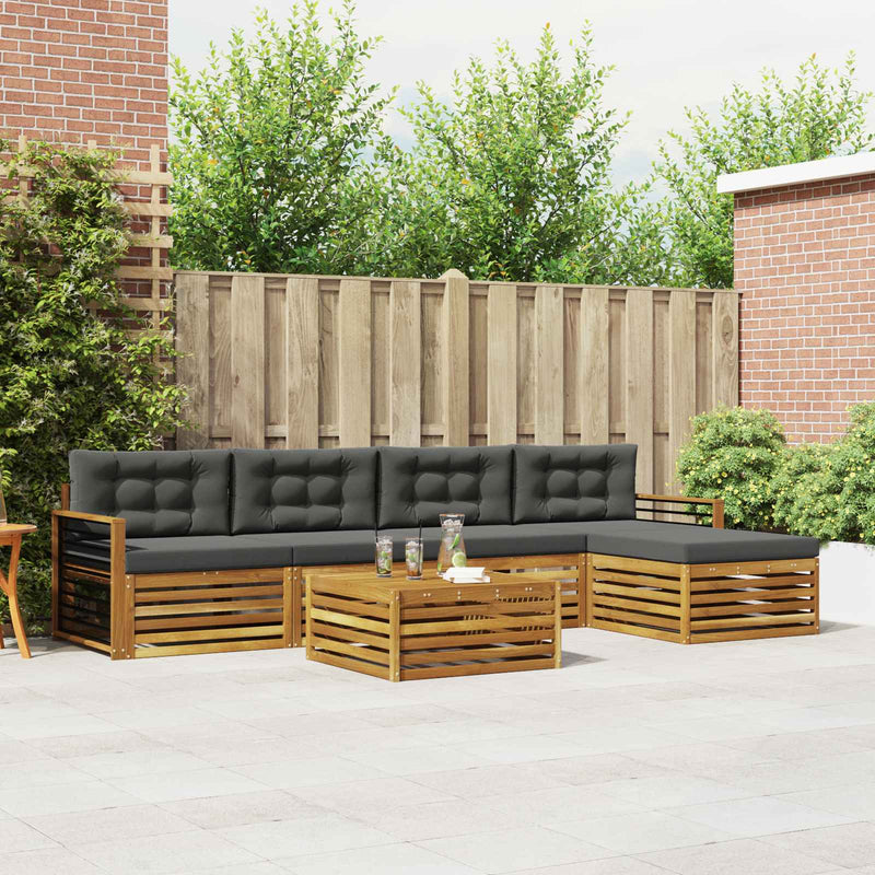 Set de canapele de exterior 6 buc. Natural și Antracit