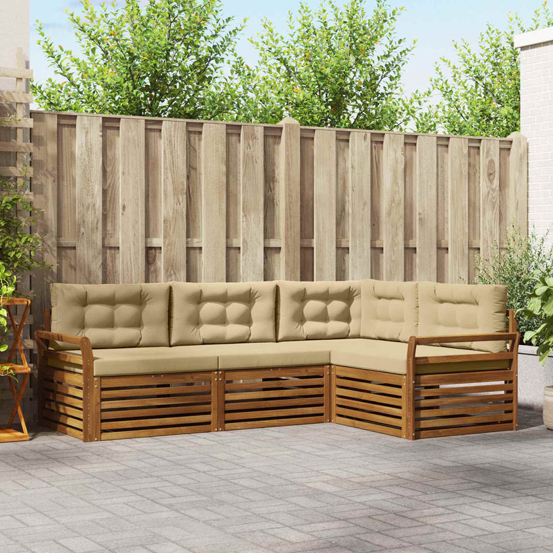 Set de canapele de exterior 4 buc. Natural și Bej