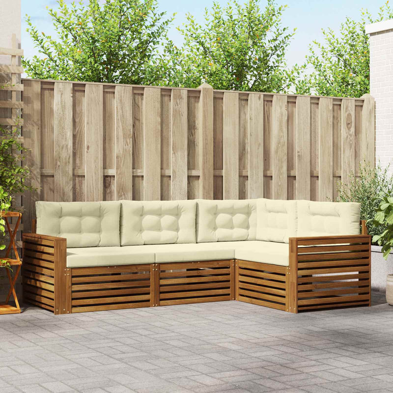 Set de canapele de exterior 4 buc. Natural și Crem