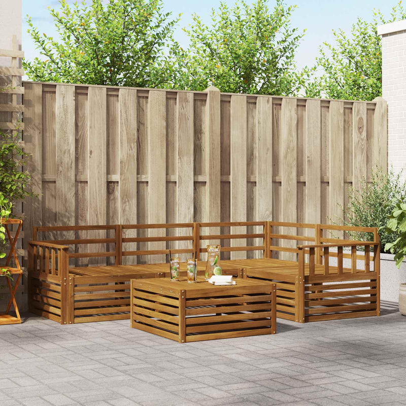 Set de canapele de exterior 5 buc. natural Lemn Solid de Acacia