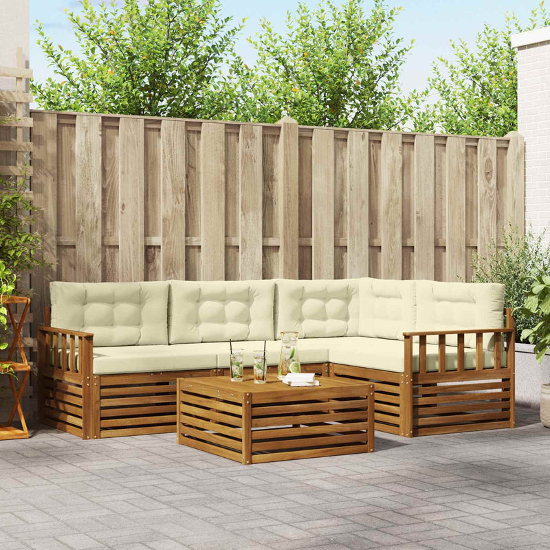 Set de canapele de exterior 5 buc. Natural și Crem
