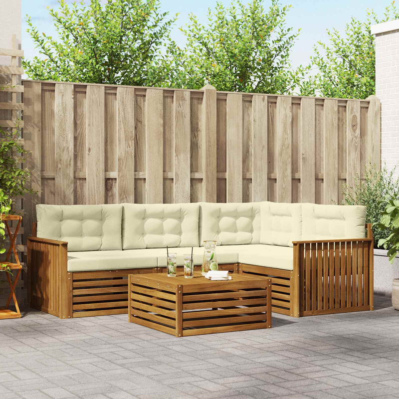 Set de canapele de exterior 5 buc. Natural și Crem