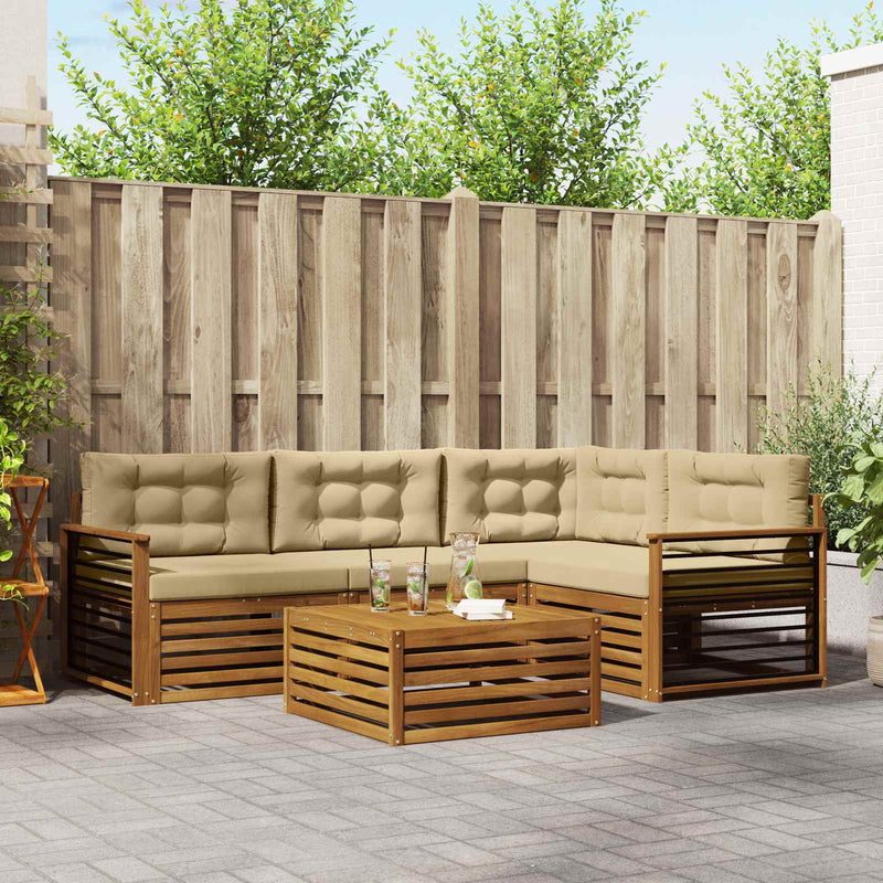 Set de canapele de exterior 5 buc. Natural și Bej