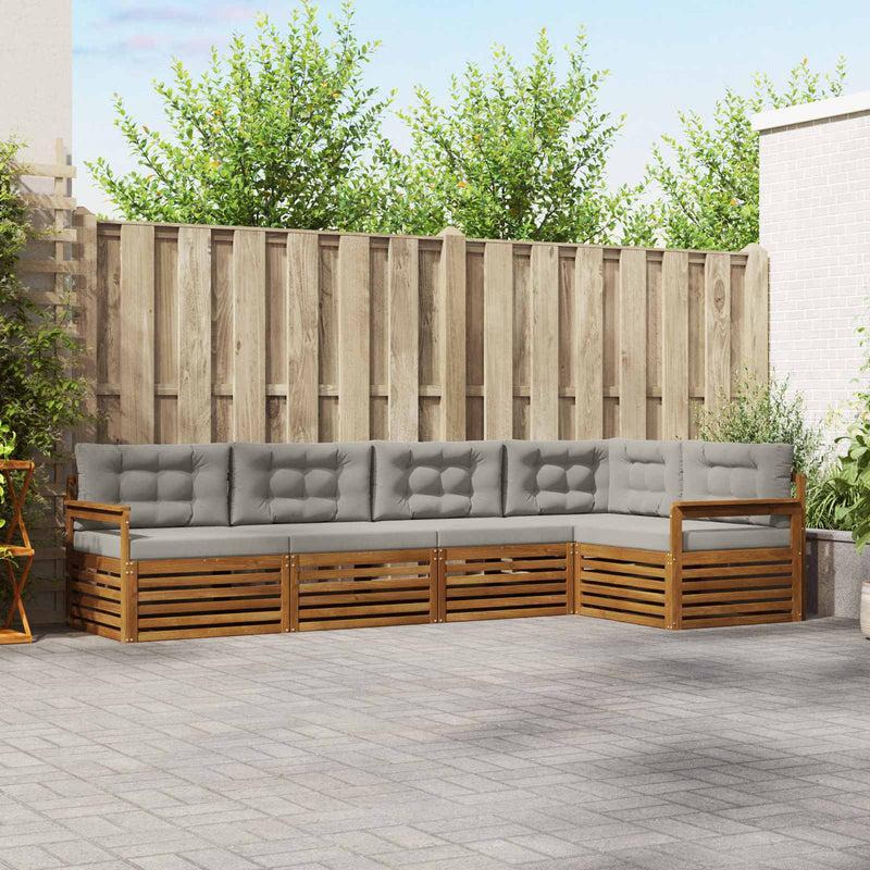Set de canapele de exterior 5 buc. Gri natural și deschis