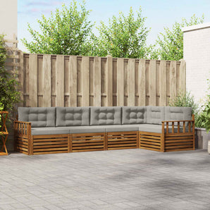 Set de canapele de exterior 5 buc. Gri natural și deschis