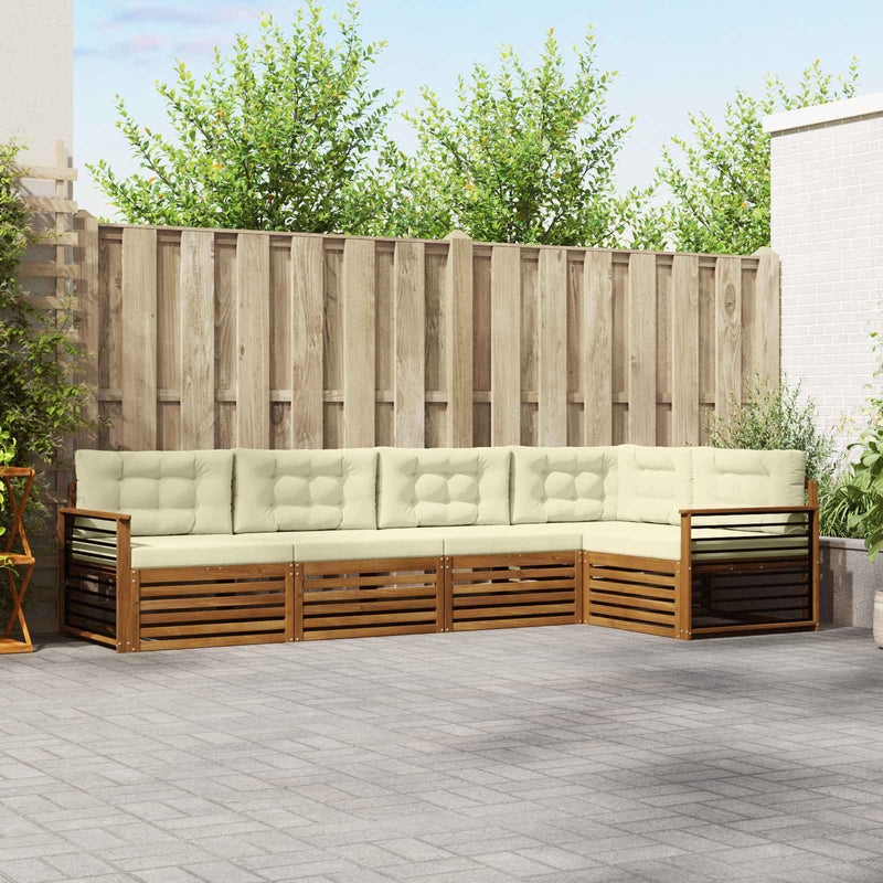 Set de canapele de exterior 5 buc. Natural și Crem
