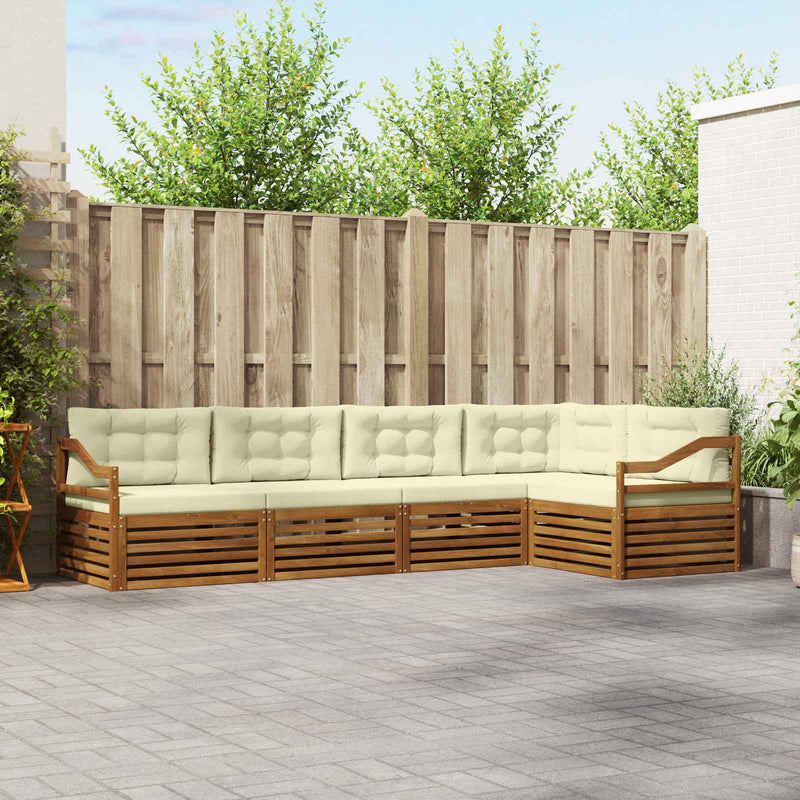 Set de canapele de exterior 5 buc. Natural și Crem