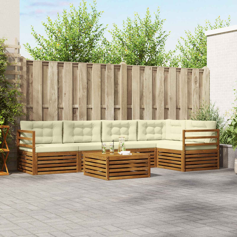 Set de canapele de exterior 6 buc. Natural și Crem