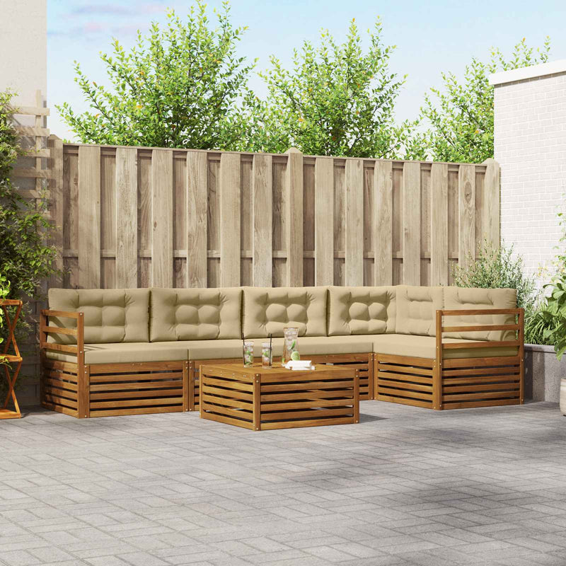 Set de canapele de exterior 6 buc. Natural și Bej