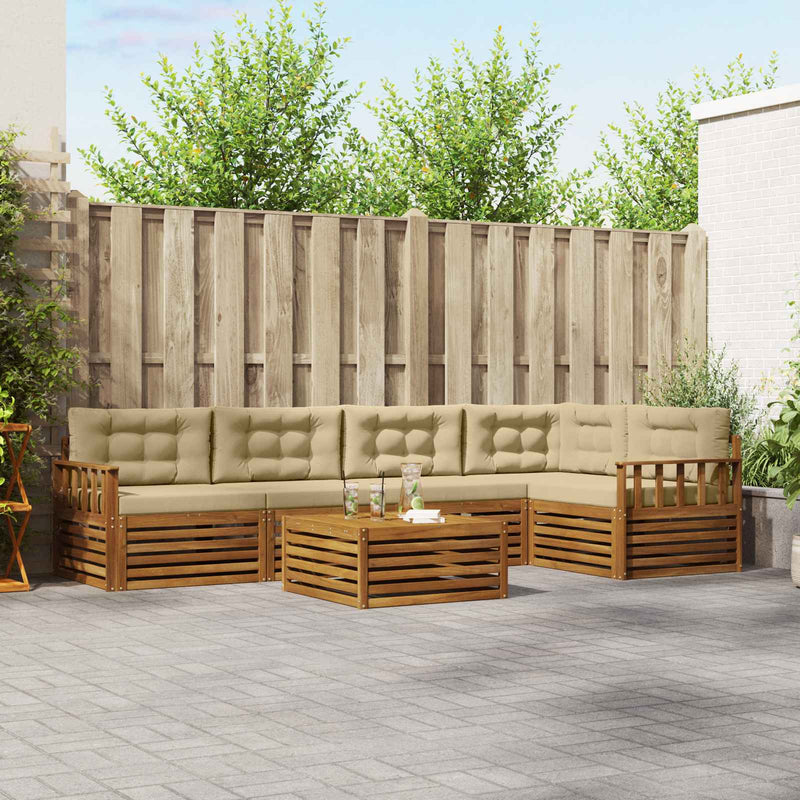 Set de canapele de exterior 6 buc. Natural și Bej