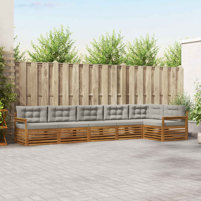 Set de canapele de exterior 6 buc. Gri natural și deschis
