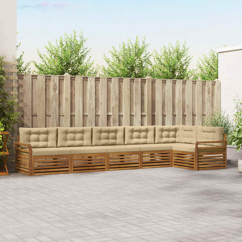 Set de canapele de exterior 6 buc. Natural și Bej
