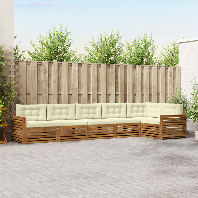 Set de canapele de exterior 6 buc. Natural și Crem