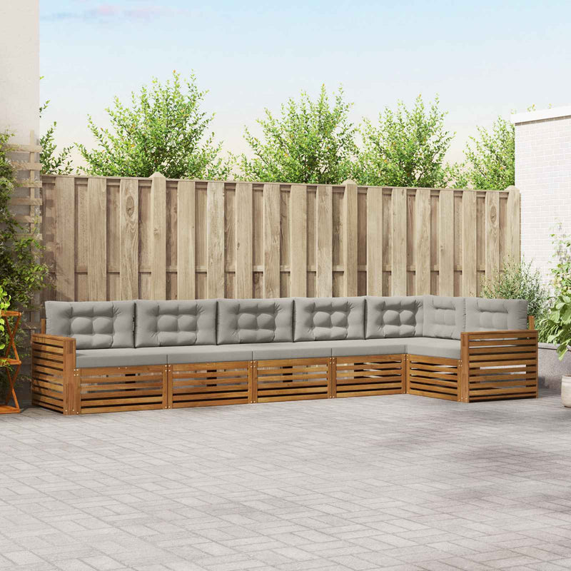 Set de canapele de exterior 6 buc. Gri natural și deschis