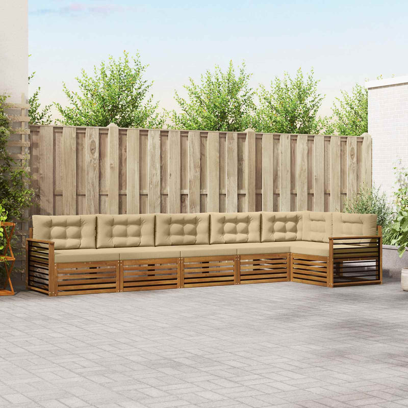 Set de canapele de exterior 6 buc. Natural și Bej