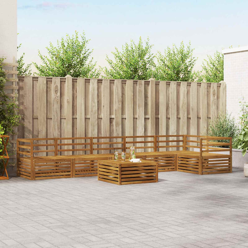 Set de canapele de exterior 7 buc. natural