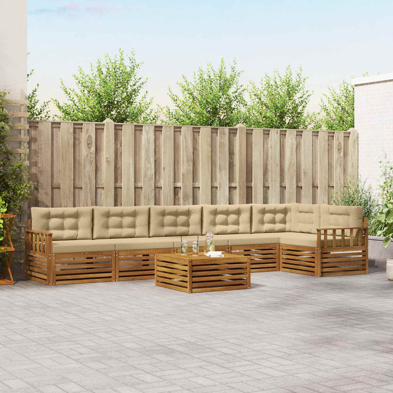Set de canapele de exterior 7 buc. Natural și Bej