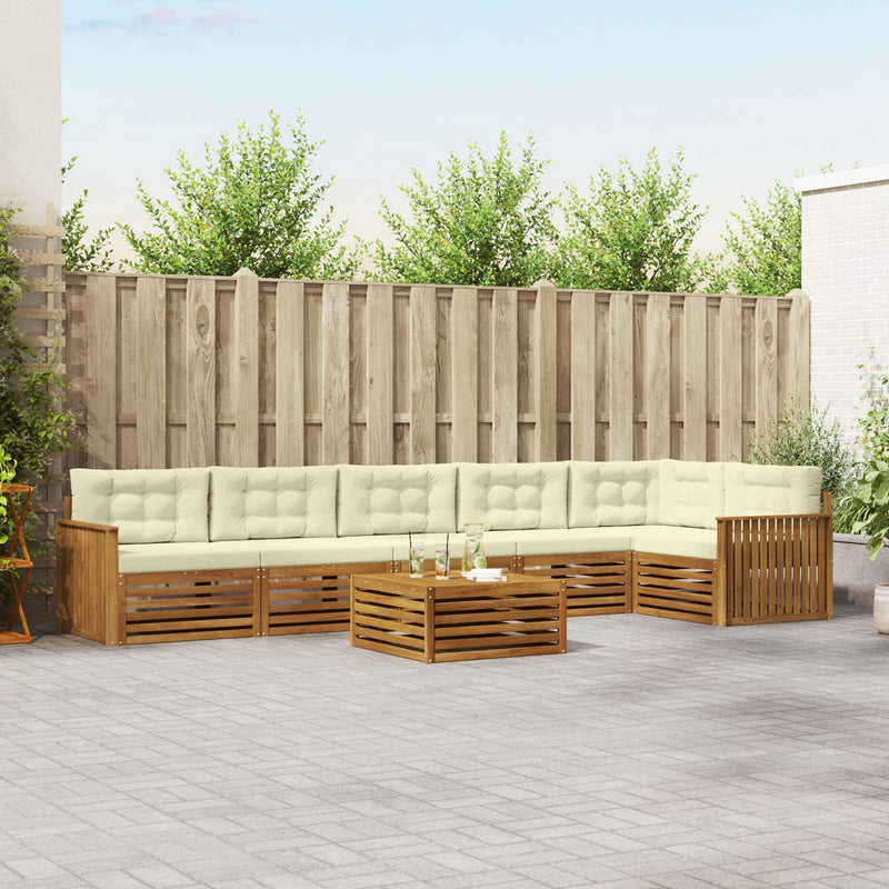 Set de canapele de exterior 7 buc. Natural și Crem