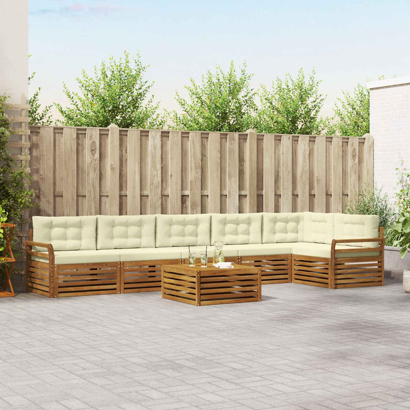 Set de canapele de exterior 7 buc. Natural și Crem