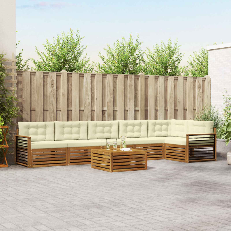 Set de canapele de exterior 7 buc. Natural și Crem