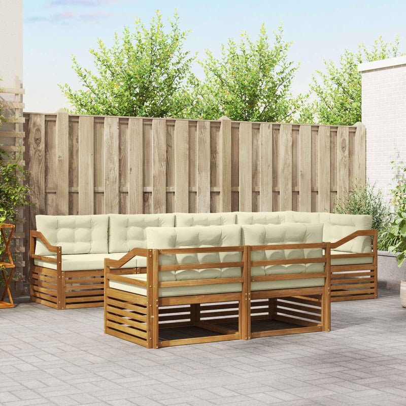 Set de canapele de exterior 7 buc. Natural și Crem