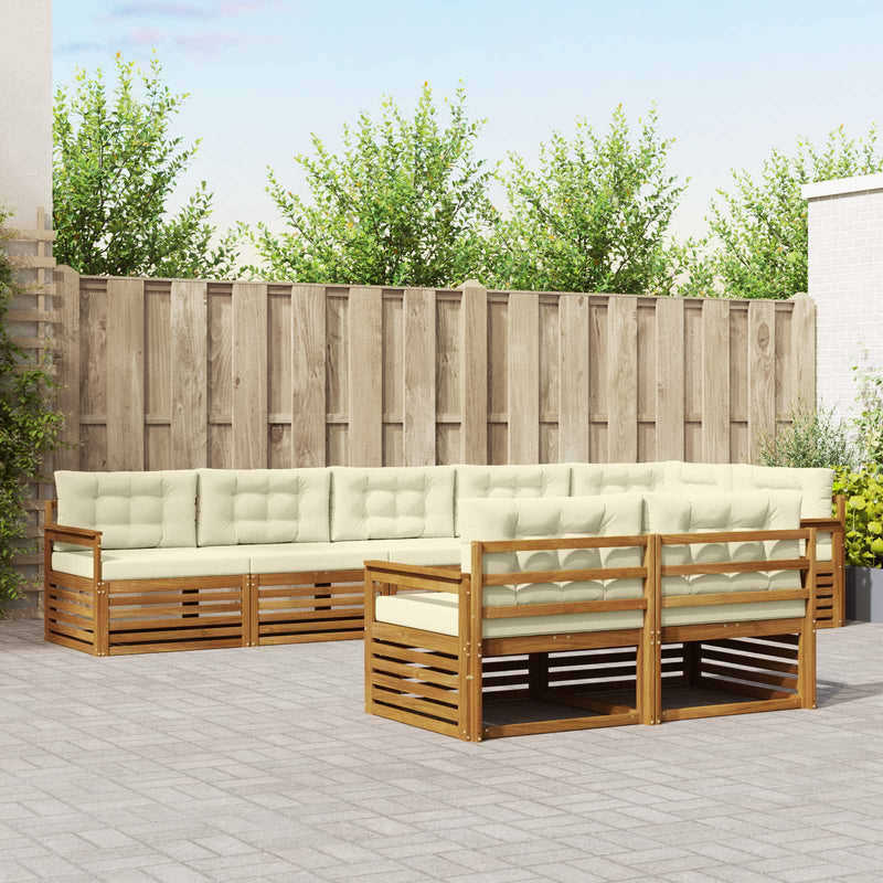 Set de canapele de exterior 8 buc. Natural și Crem