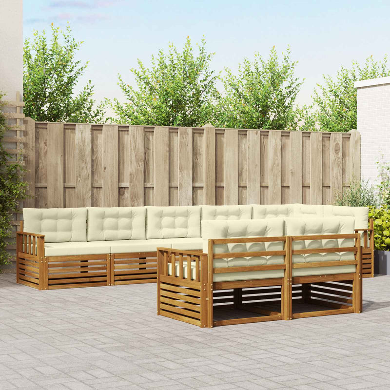 Set de canapele de exterior 8 buc. Natural și Crem