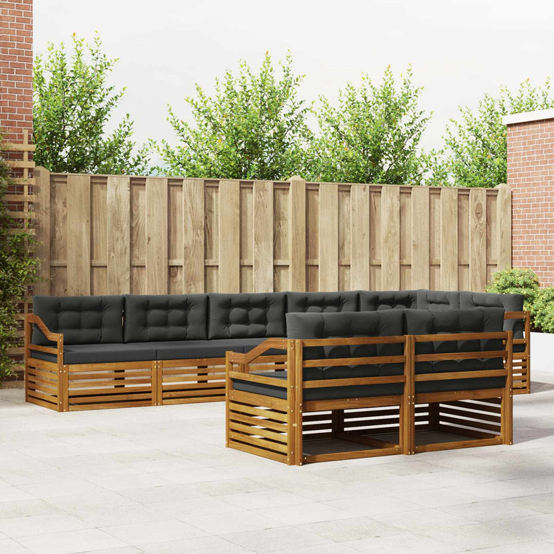 Set de canapele de exterior 8 buc. Natural și Antracit