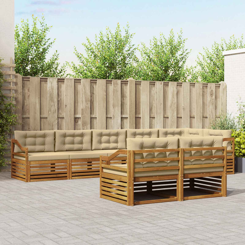 Set de canapele de exterior 8 buc. Natural și Bej