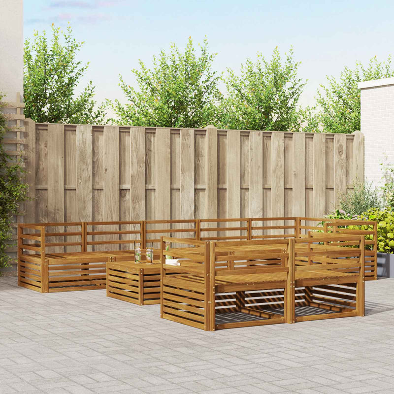 Set de canapele de exterior 9 buc. natural Lemn Solid de Acacia