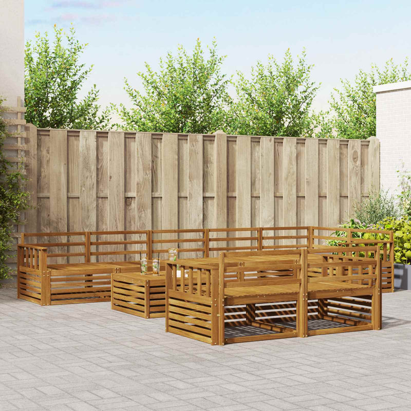 Set de canapele de exterior 9 buc. natural Lemn Solid de Acacia