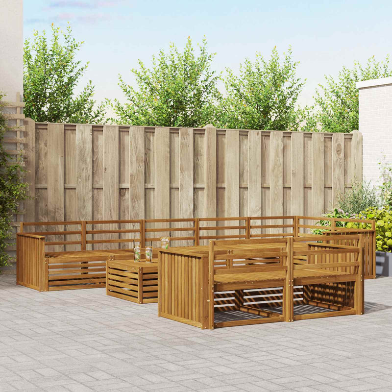 Set de canapele de exterior 9 buc. natural Lemn Solid de Acacia
