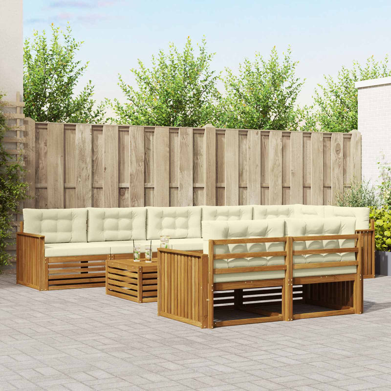Set de canapele de exterior 9 buc. Natural și Crem