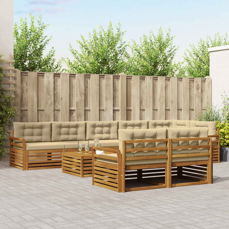 Set de canapele de exterior 9 buc. Natural și Bej