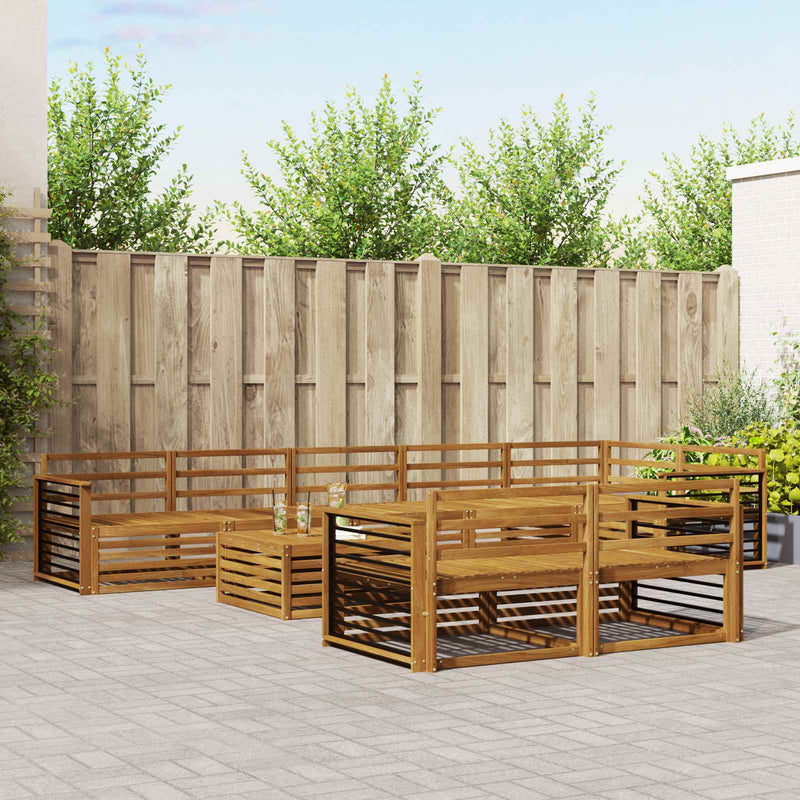 Set de canapele de exterior 9 buc. natural Lemn Solid de Acacia